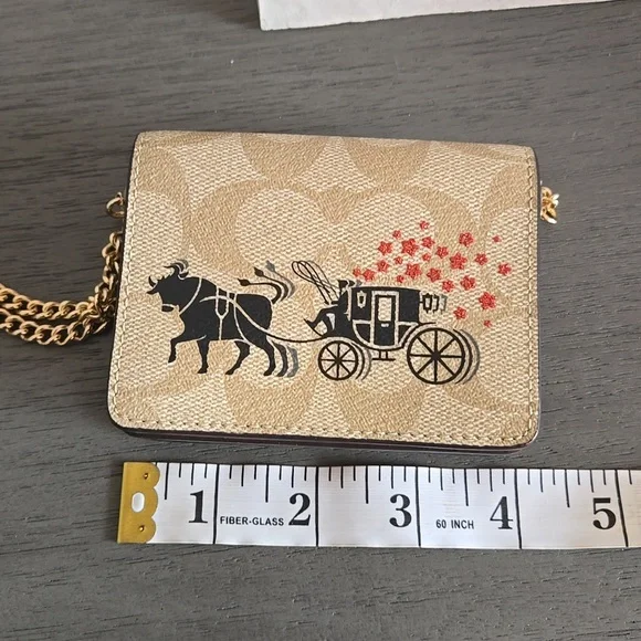 Coach Mini Beige Crossbody Bag with Gold Chain - Picture 8 of 10